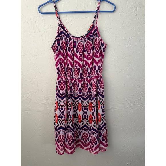 GAP Dresses & Skirts - Gap Womens XS Pink Purple Ikat Print Chiffon Sleeveless Mini Sun‎ Dress